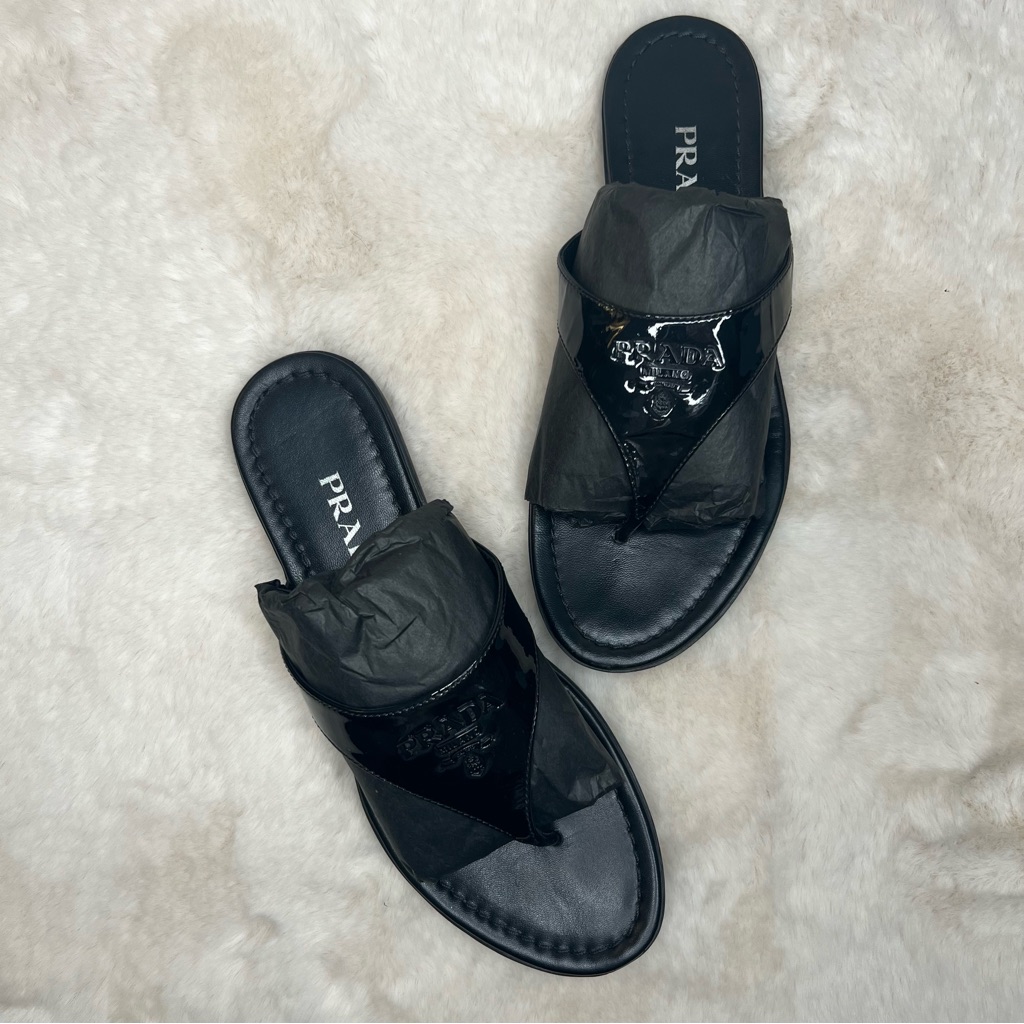 Black Prada Slides/Flip Flops/Slippers/Sandals